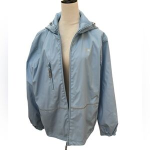 Black Dog Light Blue Women’s XL Raincoat Full Zip Hood Adjustable Wrist